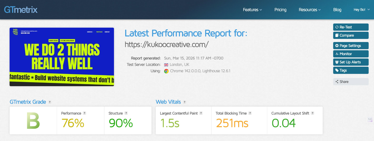 kukoo-gtmetrix-spage-speed-before
